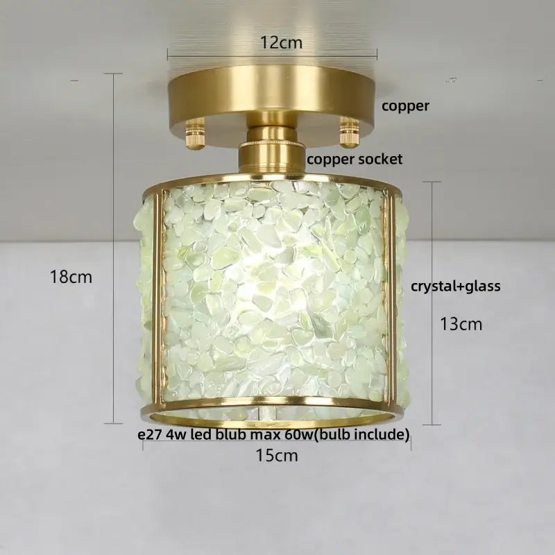 Modern brass and green crystal glass led ceiling light bedroom