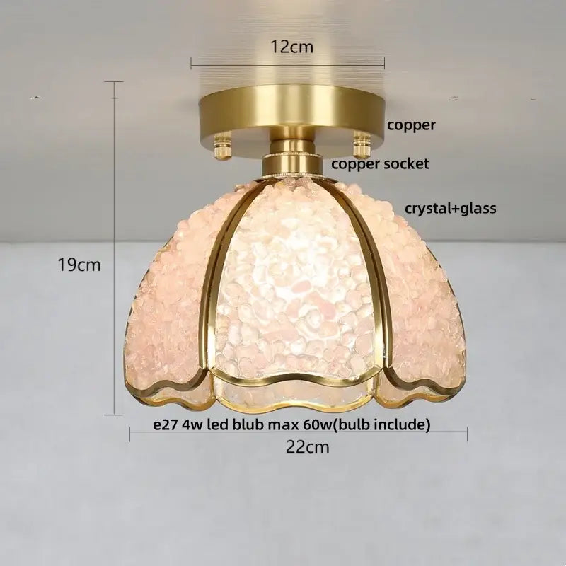 Modern brass and green crystal glass led ceiling light bedroom