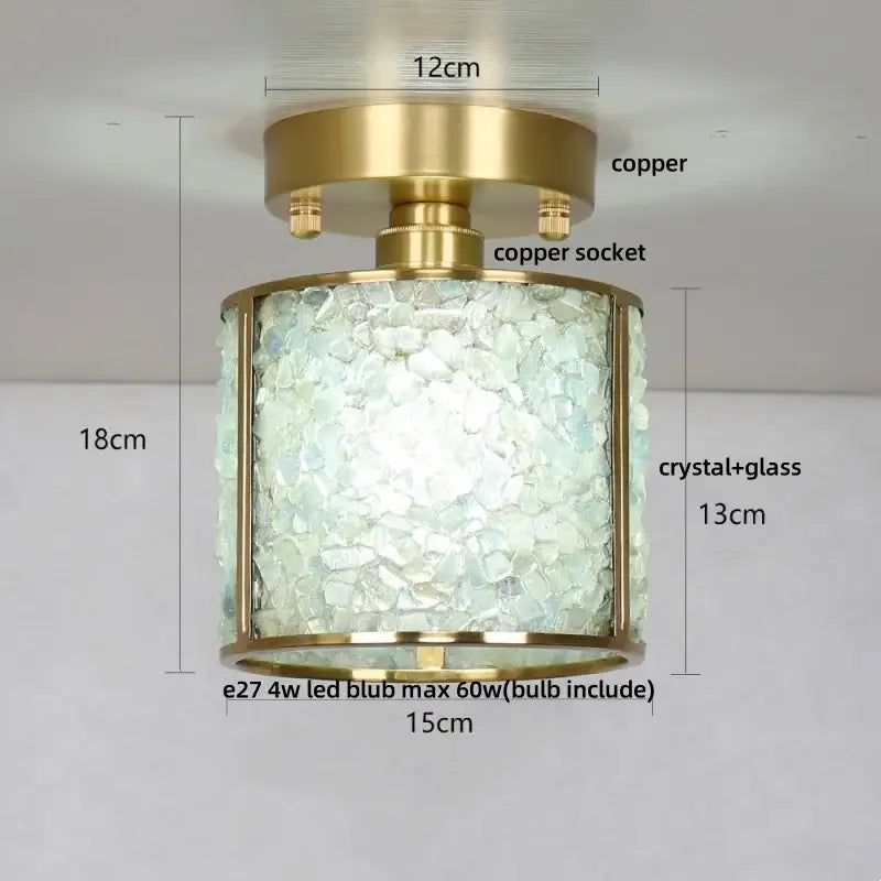 Modern brass and green crystal glass led ceiling light bedroom