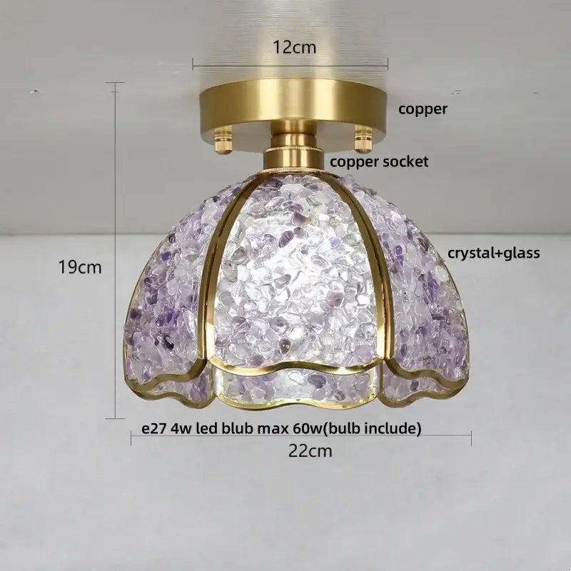 Modern brass and green crystal glass led ceiling light bedroom