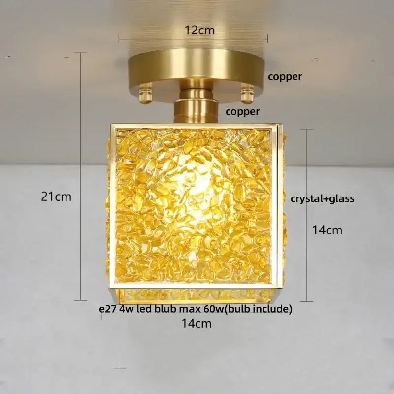 Modern brass and green crystal glass led ceiling light bedroom