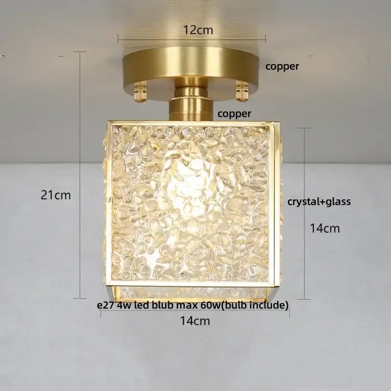 Modern brass and green crystal glass led ceiling light bedroom