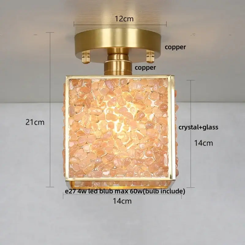 Modern brass and green crystal glass led ceiling light bedroom