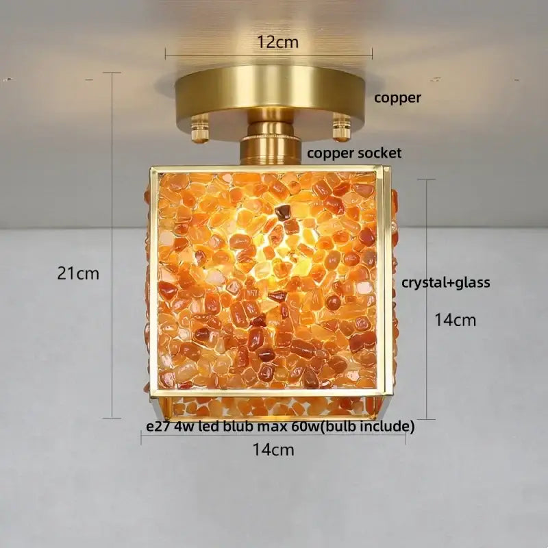 Modern brass and green crystal glass led ceiling light bedroom