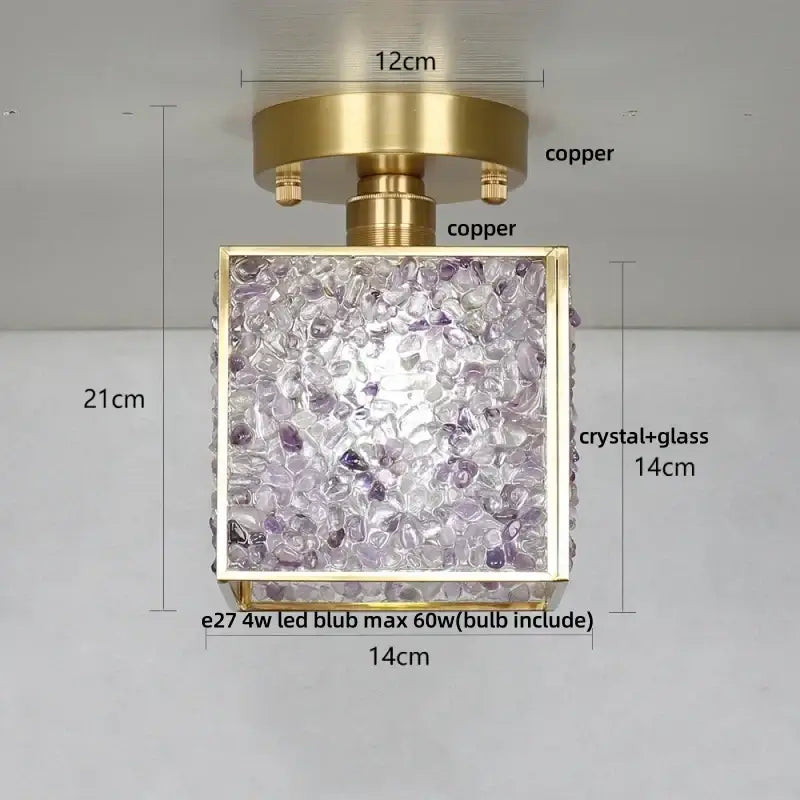 Modern brass and green crystal glass led ceiling light bedroom