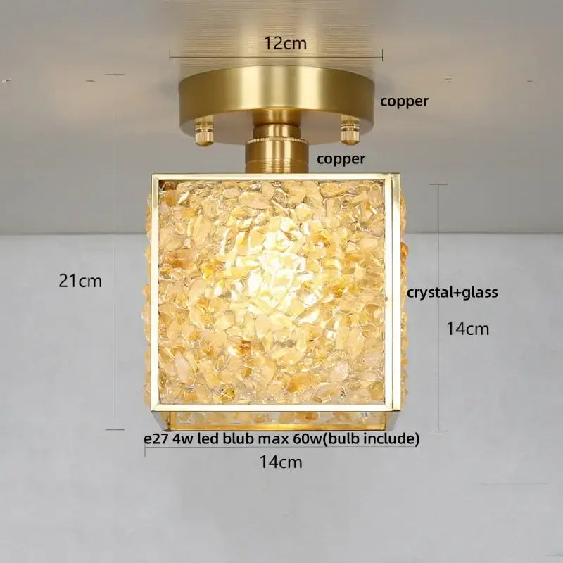 Modern brass and green crystal glass led ceiling light bedroom