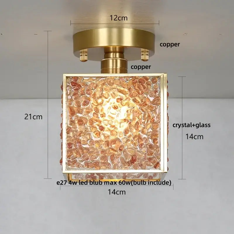 Modern brass and green crystal glass led ceiling light bedroom