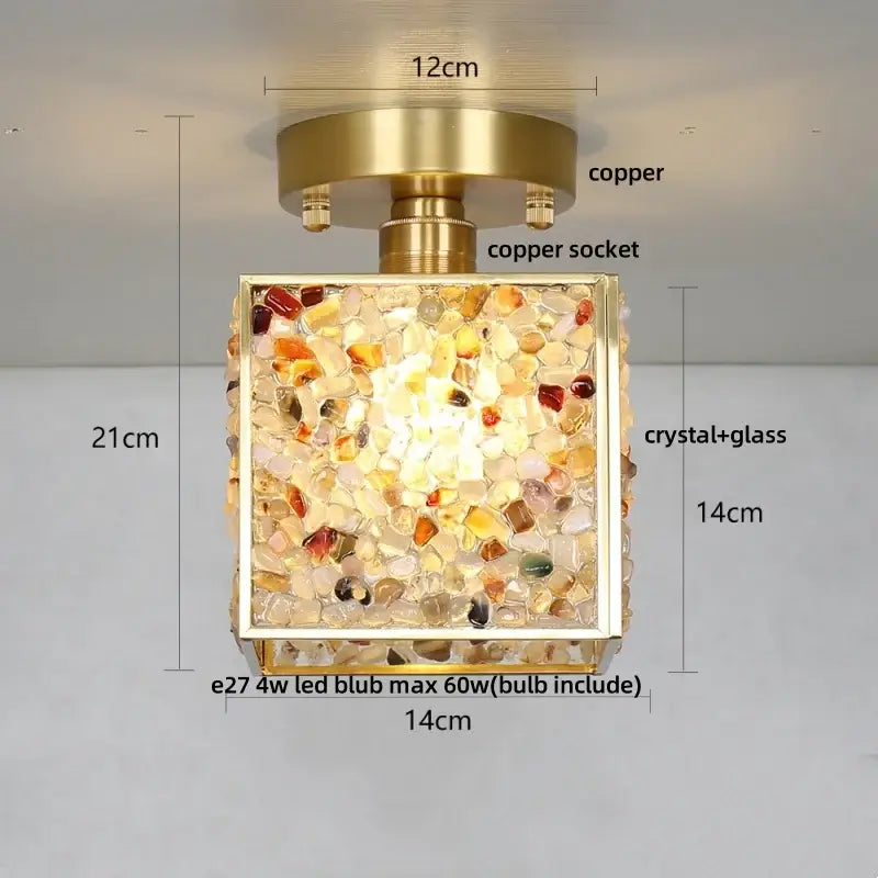 Modern brass and green crystal glass led ceiling light bedroom