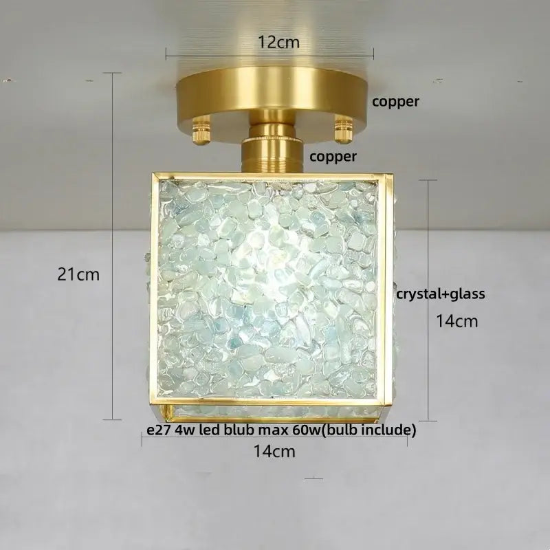 Modern brass and green crystal glass led ceiling light bedroom