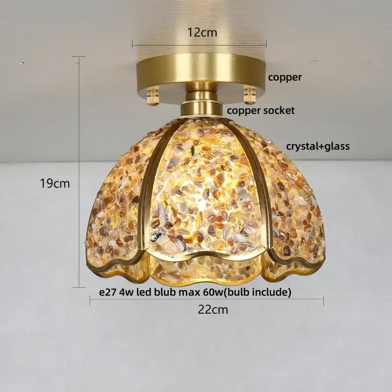 Modern brass and green crystal glass led ceiling light bedroom