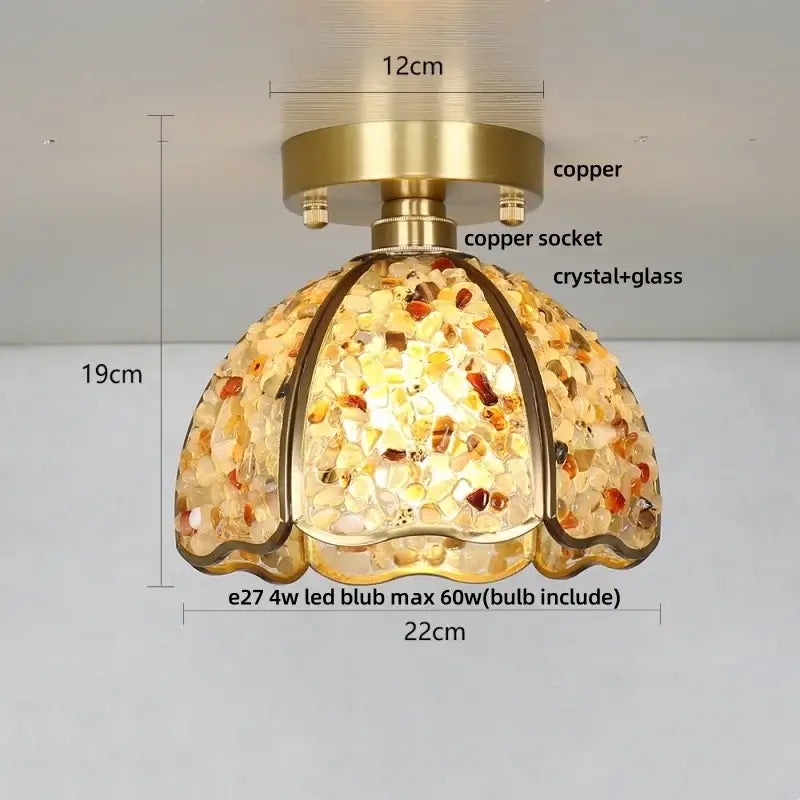 Modern brass and green crystal glass led ceiling light bedroom