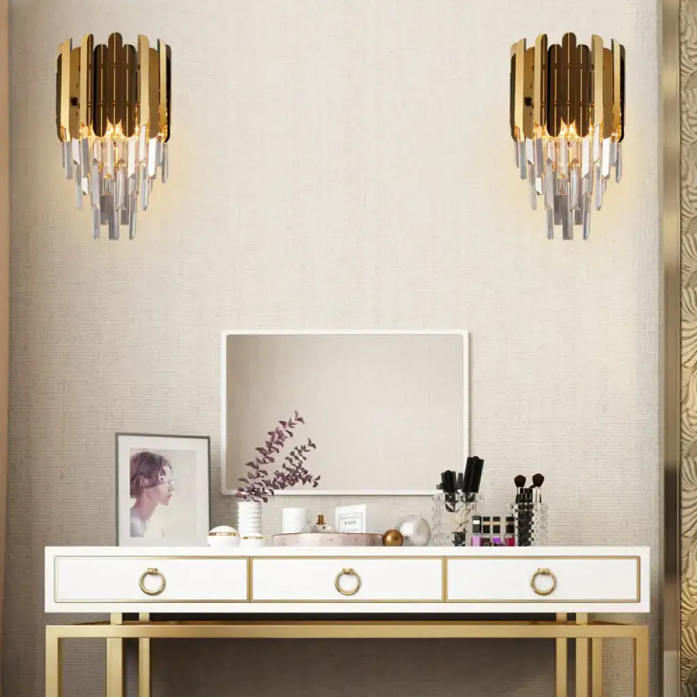 Modern brass and k9 crystal wall sconce led bedroom light