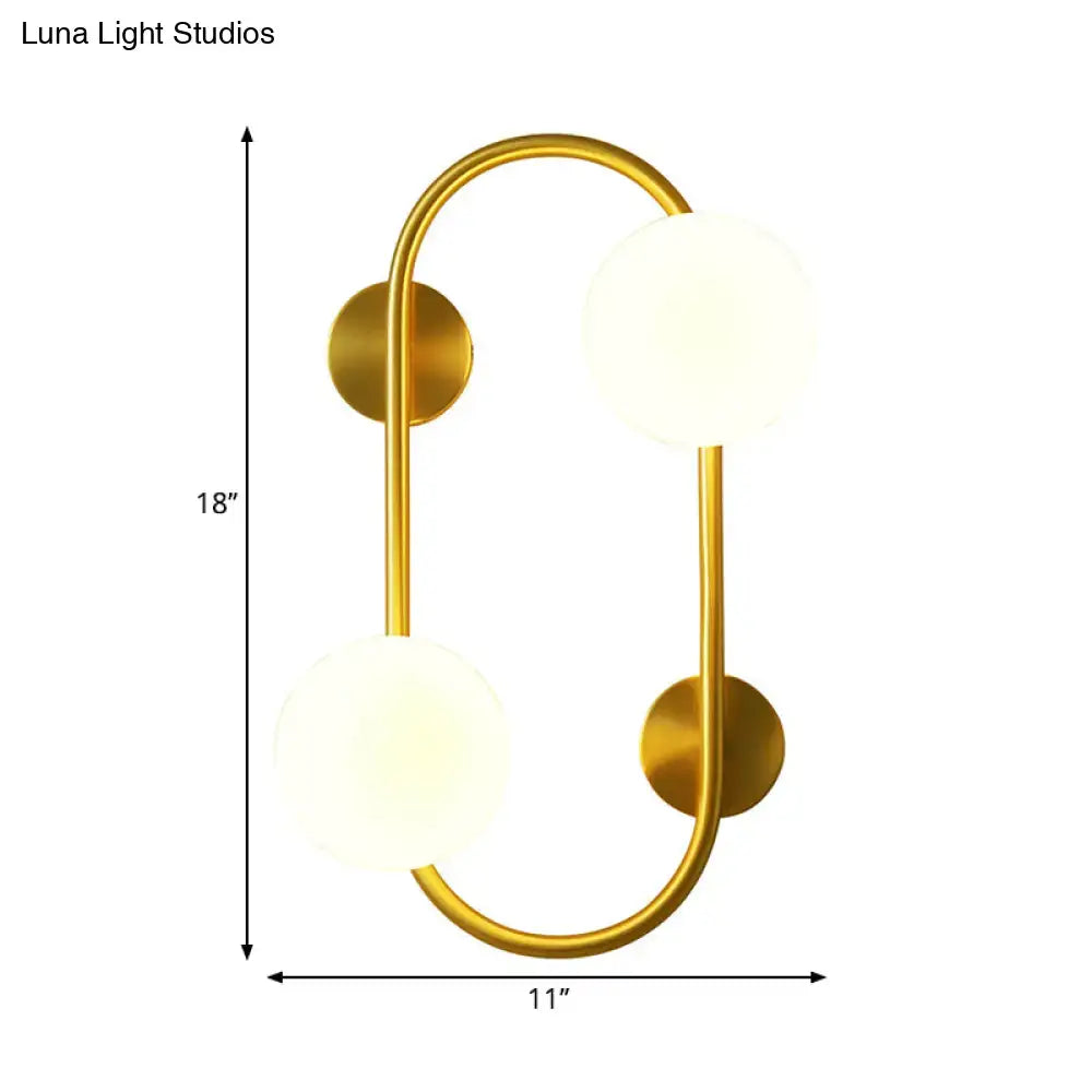 Modern brass and milk glass led wall mount lamp bedroom sconce