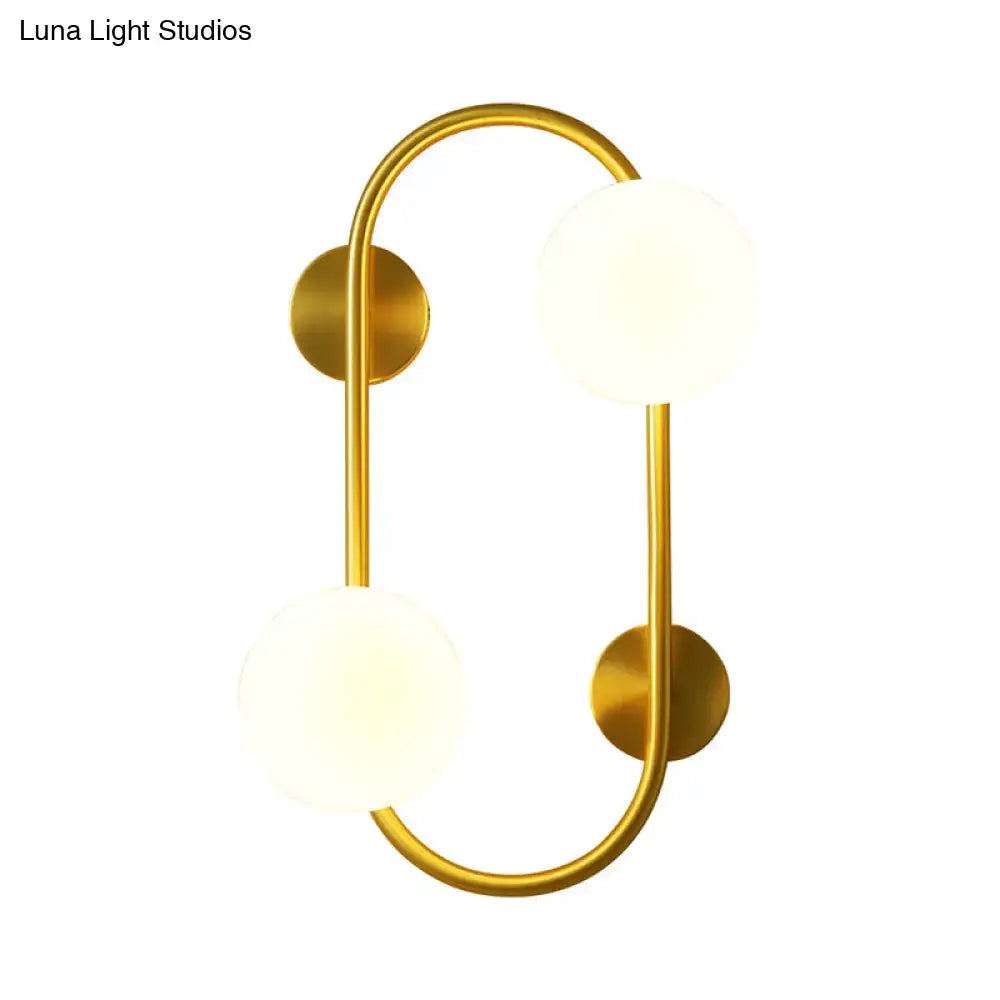 Modern brass and milk glass led wall mount lamp bedroom sconce