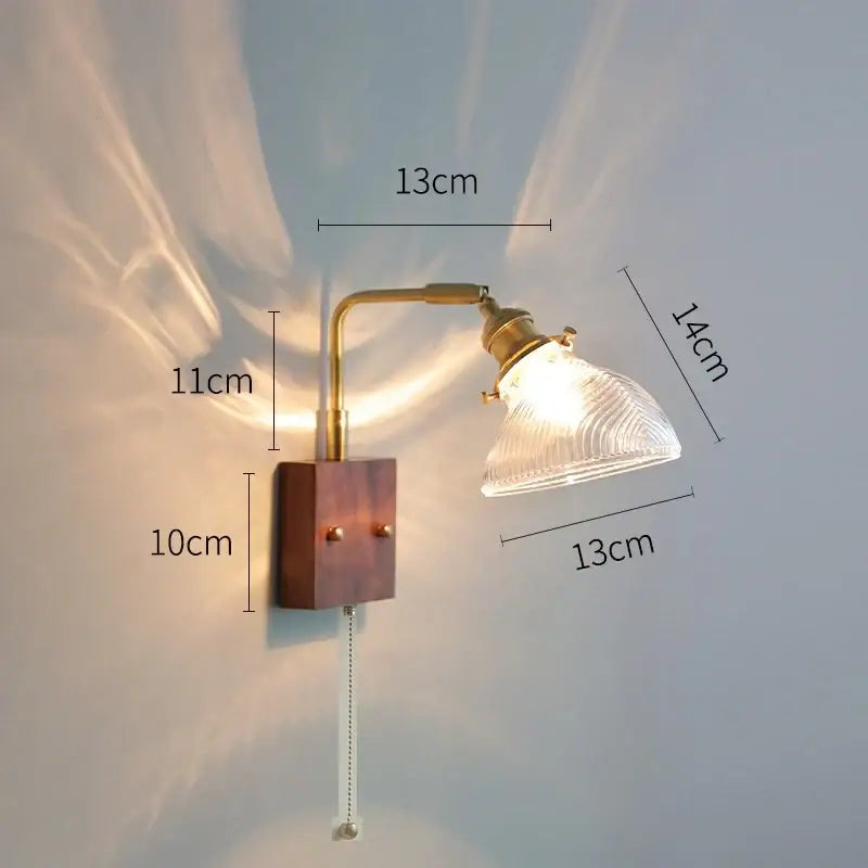 Modern brass and ribbed clear glass wall lights bedroom sconce