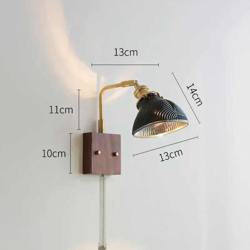 Modern brass and ribbed clear glass wall lights bedroom sconce