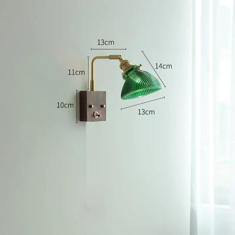 Modern brass and ribbed clear glass wall lights bedroom sconce