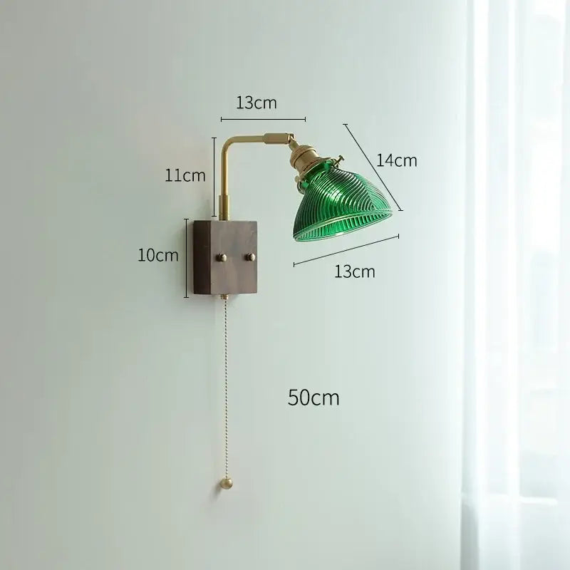 Modern brass and ribbed clear glass wall lights bedroom sconce