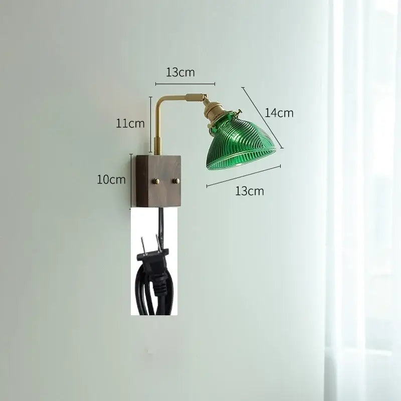 Modern brass and ribbed clear glass wall lights bedroom sconce