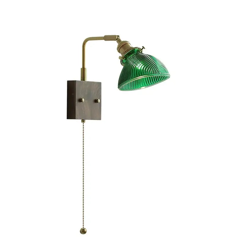 Modern brass and ribbed clear glass wall lights bedroom sconce