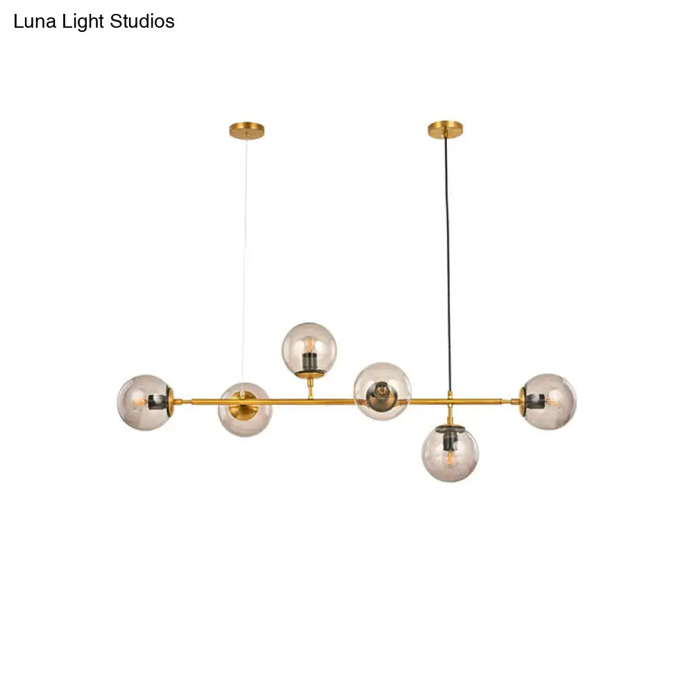 Modern brass and smoke gray bubble chandelier – dining room light