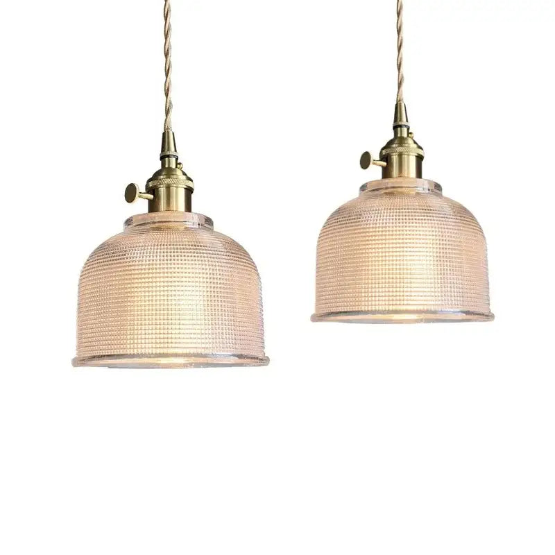 Modern brass and textured clear glass knob switch pendant light kitchen