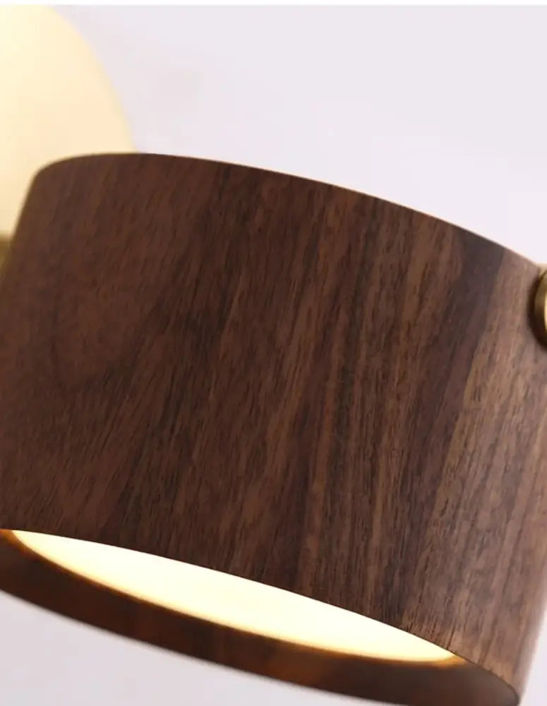 Modern brass and walnut led wall sconce bedroom spotlight