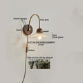 Modern brass and wood led wall sconce pull chain bedroom light