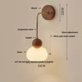 Modern brass and wood ribbed glass wall light bedroom sconce