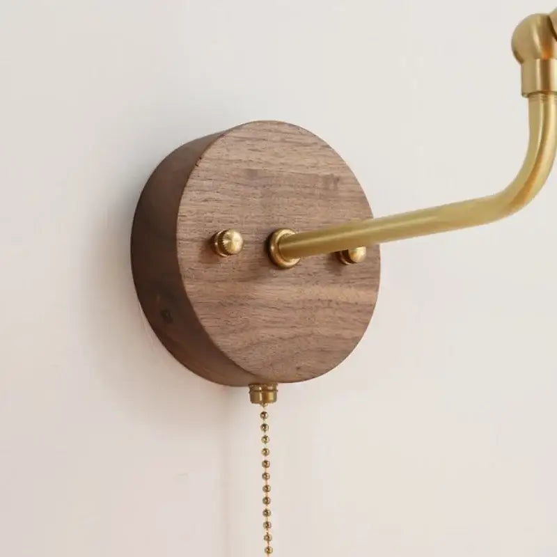 Modern brass and wood wall sconce amber led bathroom light