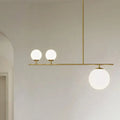 Modern brass ball pendant light opal glass island dining room