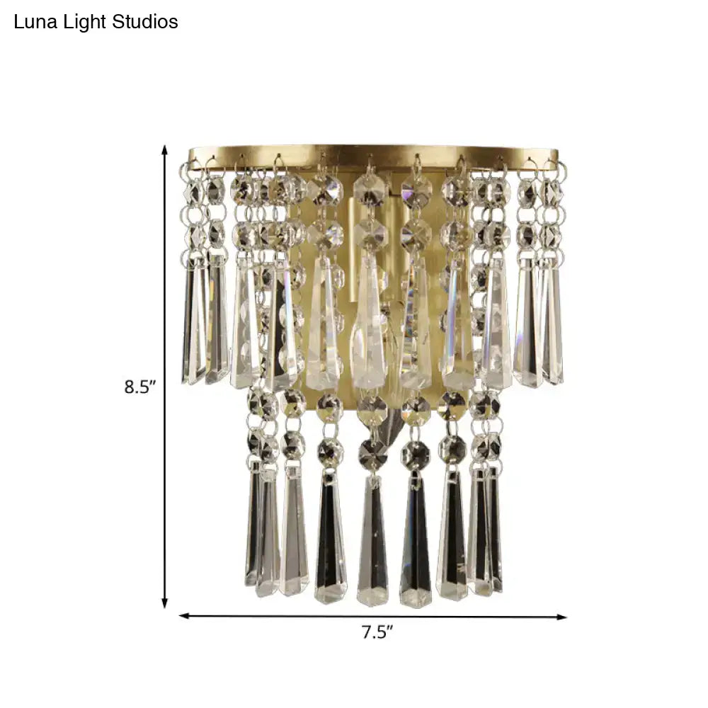 Modern brass beveled glass crystal wall sconce corridor light