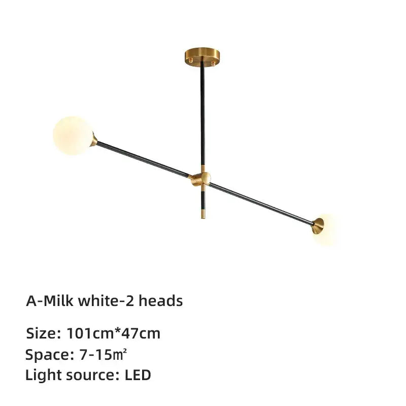 Modern brass & black geometric glass ball chandelier dining room light