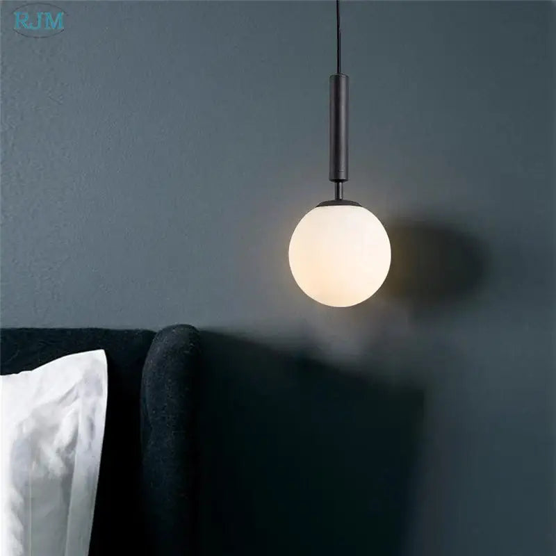 Modern brass & black glass ball led pendant light dining room