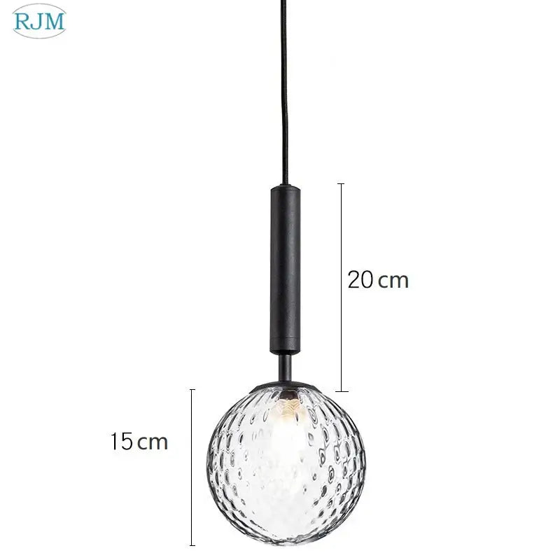 Modern brass & black glass ball led pendant light dining room
