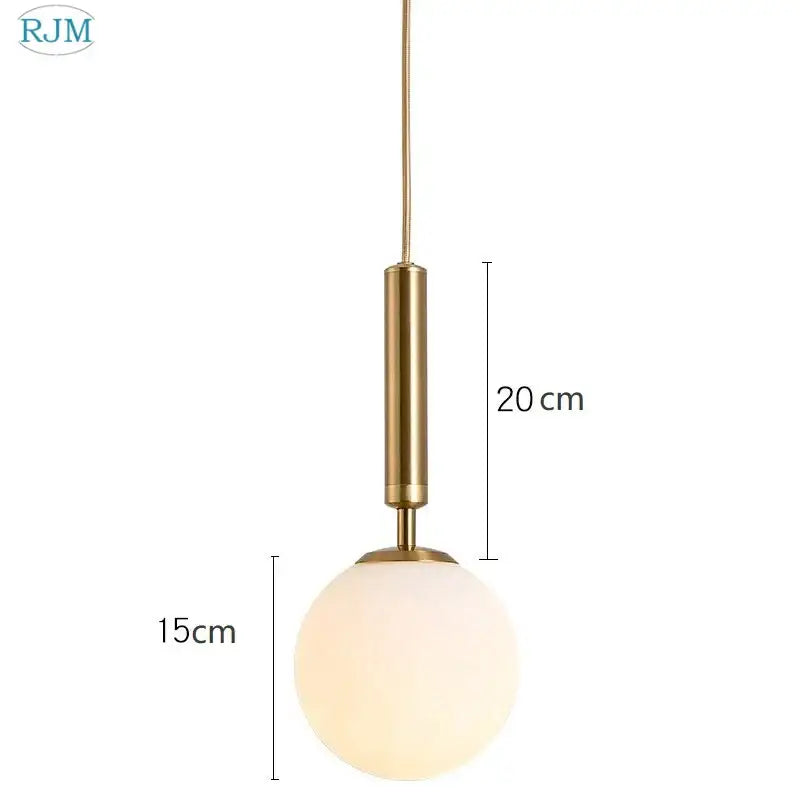 Modern brass & black glass ball led pendant light dining room