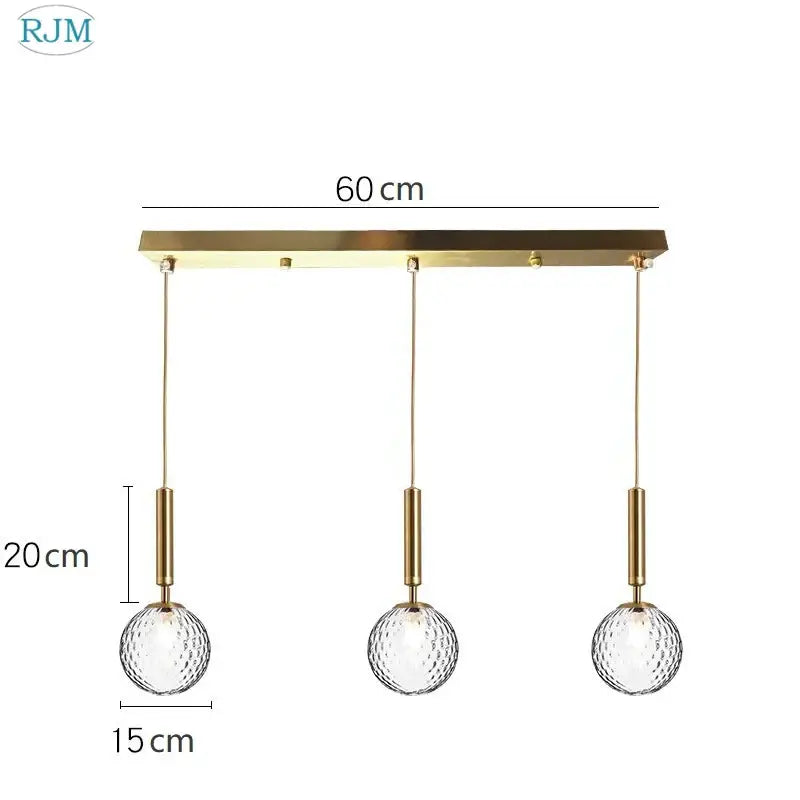 Modern brass & black glass ball led pendant light dining room