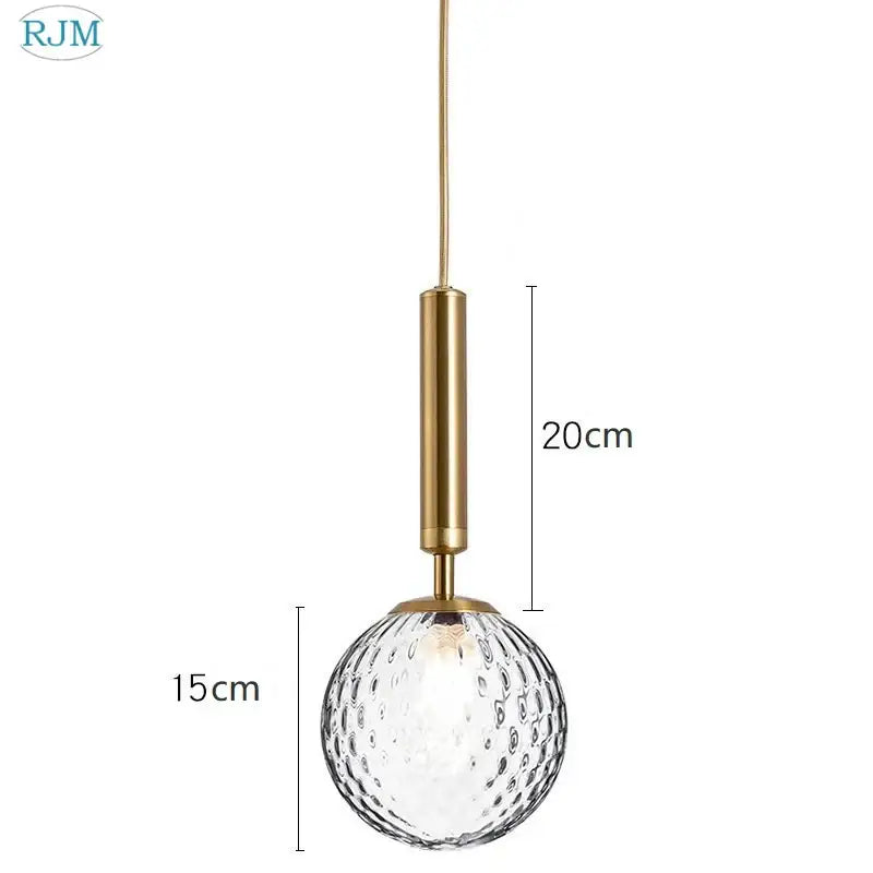 Modern brass & black glass ball led pendant light dining room