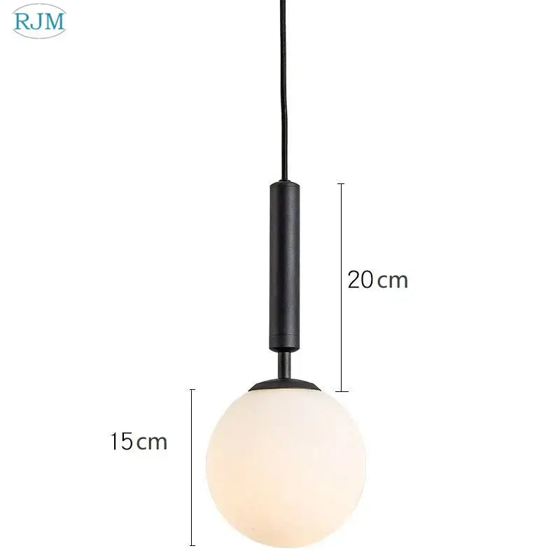 Modern brass & black glass ball led pendant light dining room