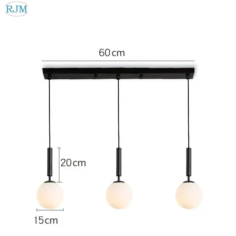 Modern brass & black glass ball led pendant light dining room
