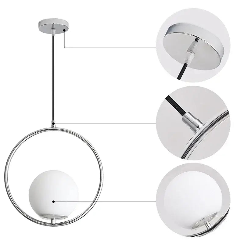 Modern brass & black glass ball pendant light dining room