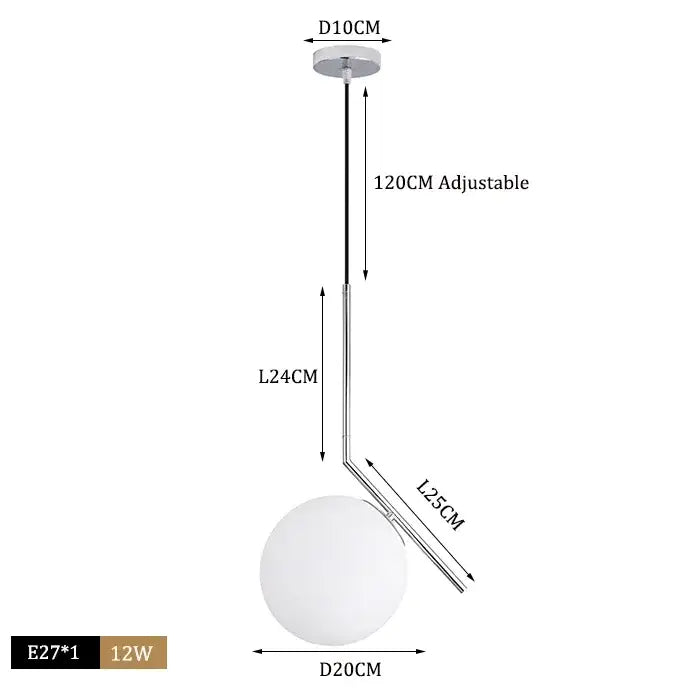 Modern brass & black glass ball pendant light dining room