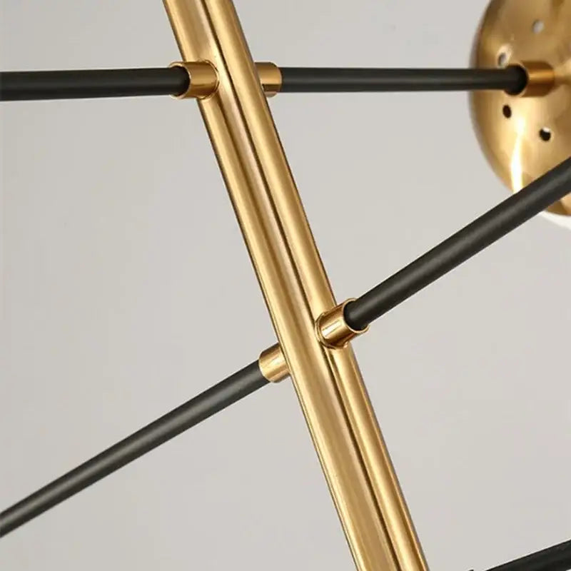 Modern brass & black glass bubble chandelier dining room lighting