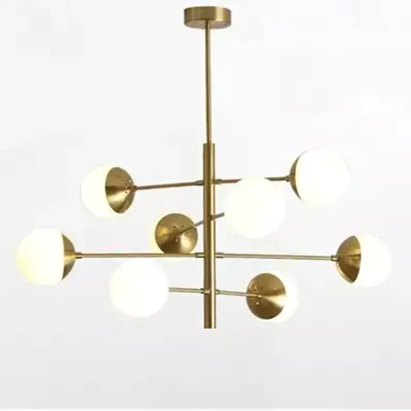 Modern brass & black glass bubble chandelier dining room lighting
