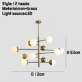Modern brass & black glass bubble chandelier dining room lighting