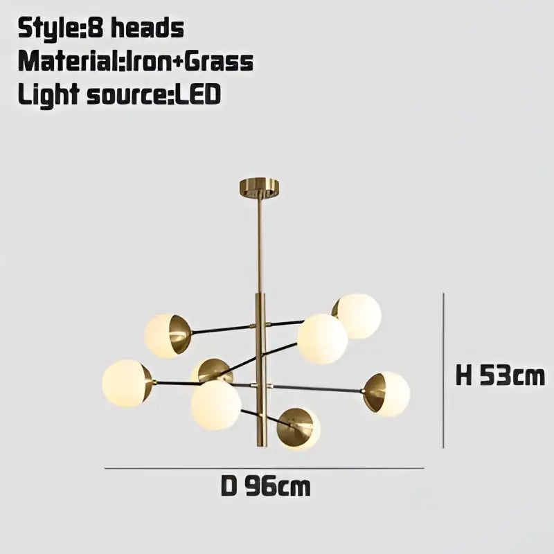Modern brass & black glass bubble chandelier dining room lighting