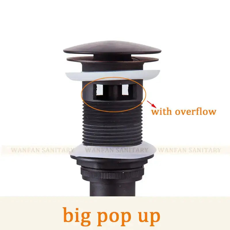 Modern brass black pop up drain stopper bathroom sink overflow