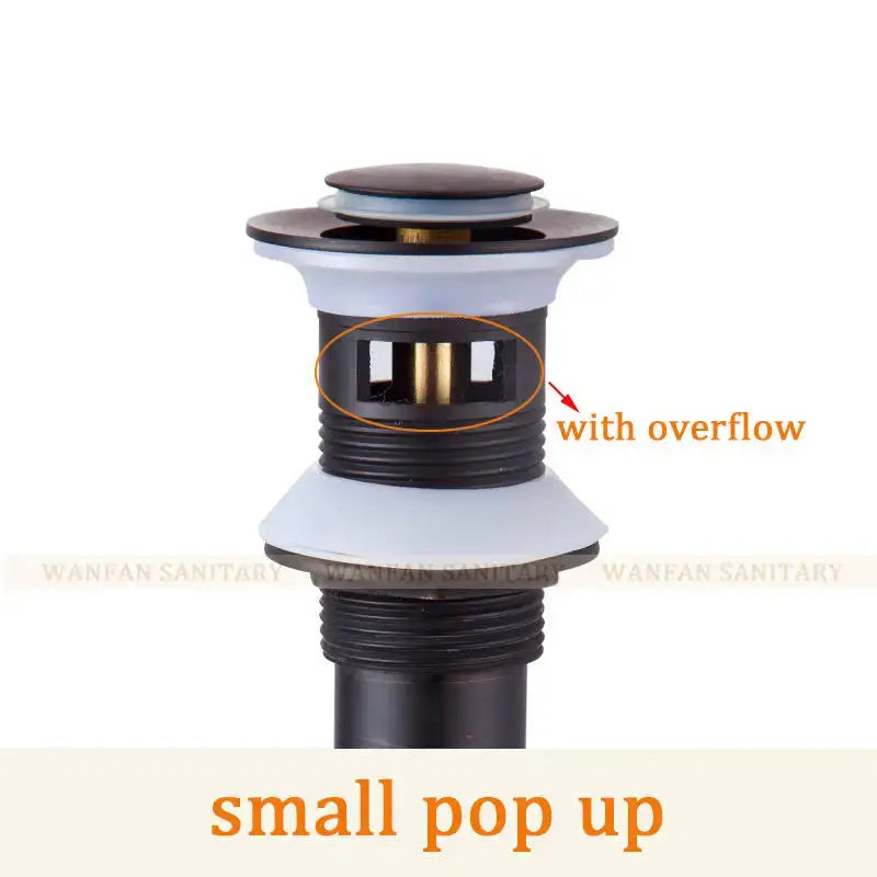 Modern brass black pop up drain stopper bathroom sink overflow