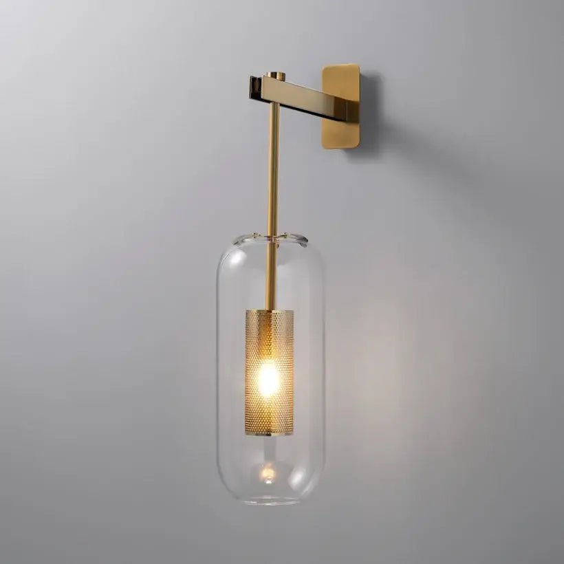 Modern brass & black sconce lights – bedroom glass wall sconce
