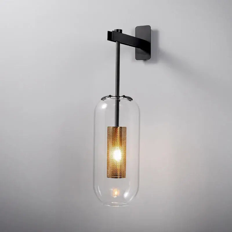 Modern brass & black sconce lights – bedroom glass wall sconce